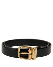 Dolce & Gabbana Black Classic Leather Gold Tone Buckle Belt Dolce & Gabbana
