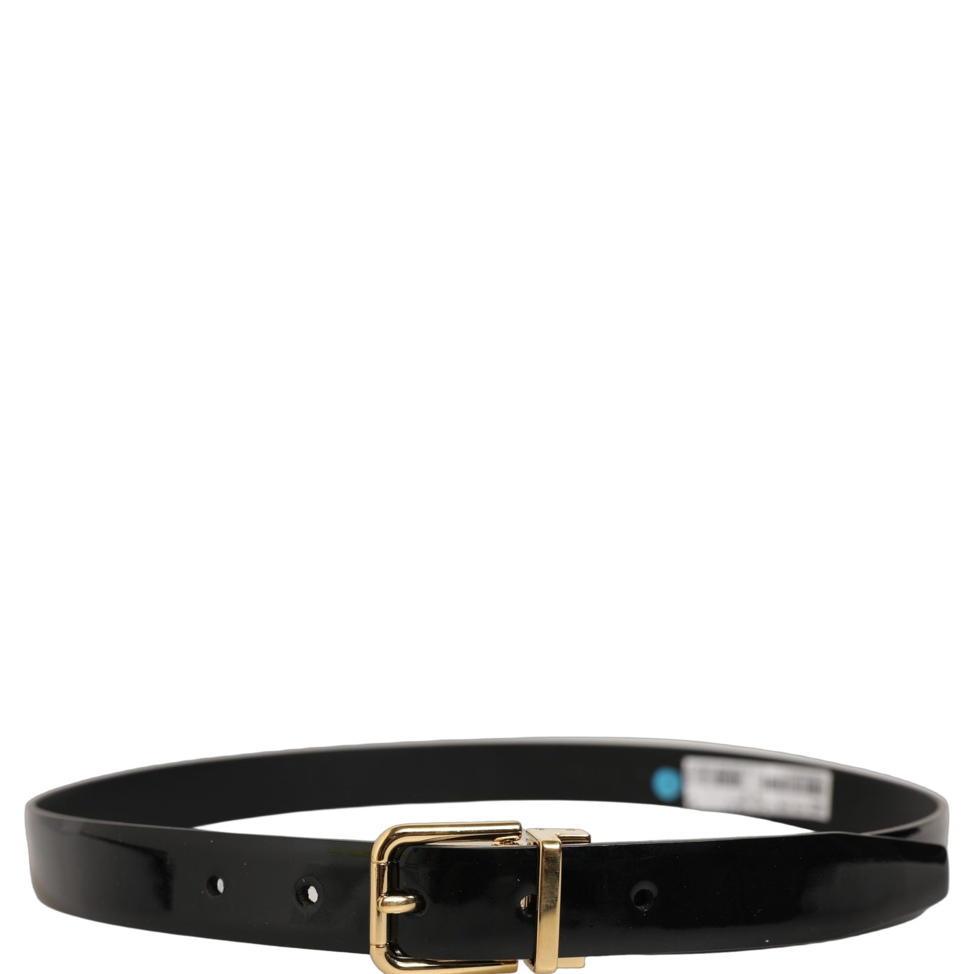 Dolce & Gabbana Black Classic Leather Gold Tone Buckle Belt Dolce & Gabbana