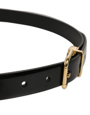 Dolce & Gabbana Black Classic Leather Gold Tone Buckle Belt Dolce & Gabbana
