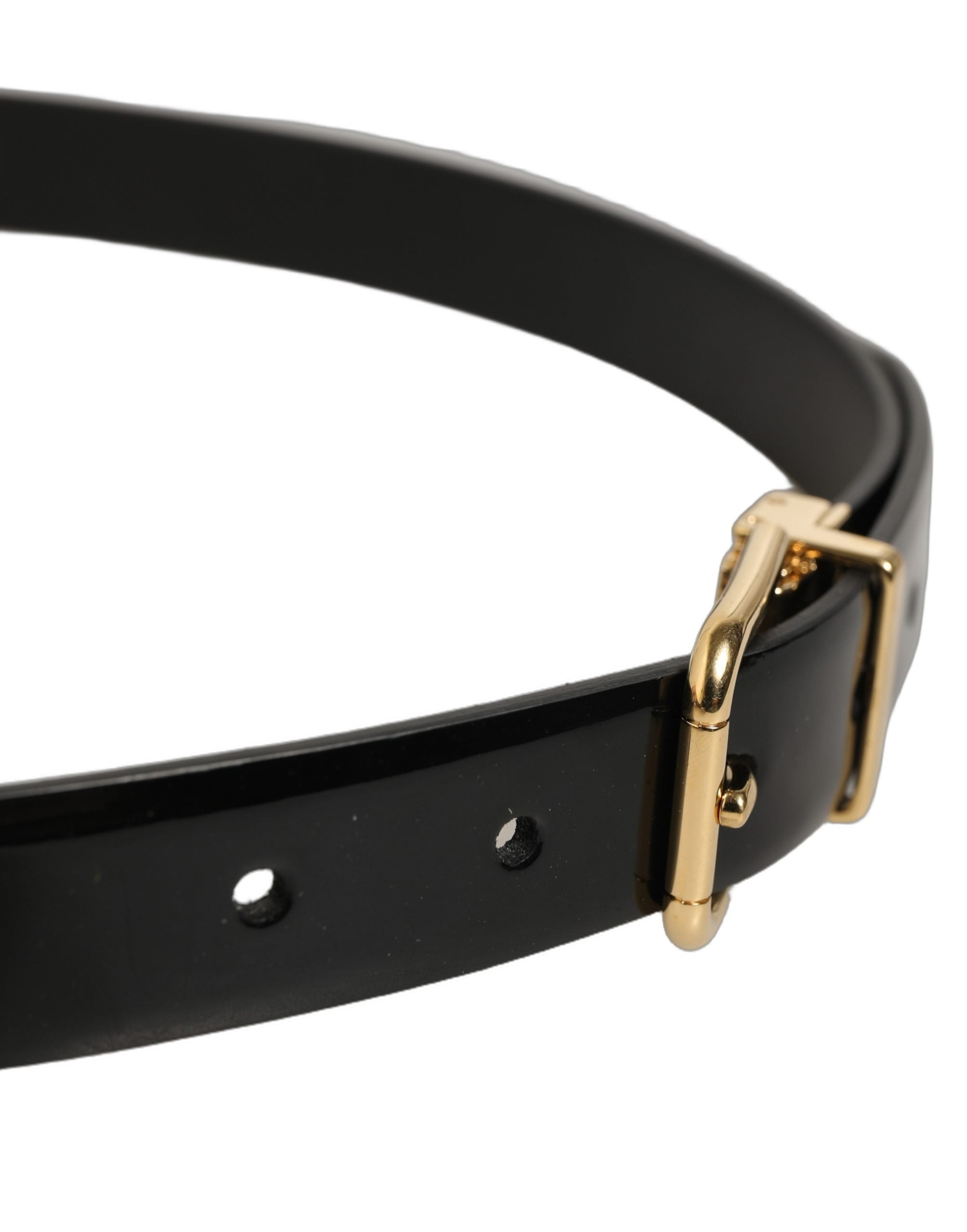 Dolce & Gabbana Black Classic Leather Gold Tone Buckle Belt Dolce & Gabbana