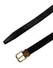 Dolce & Gabbana Black Classic Leather Gold Tone Buckle Belt Dolce & Gabbana