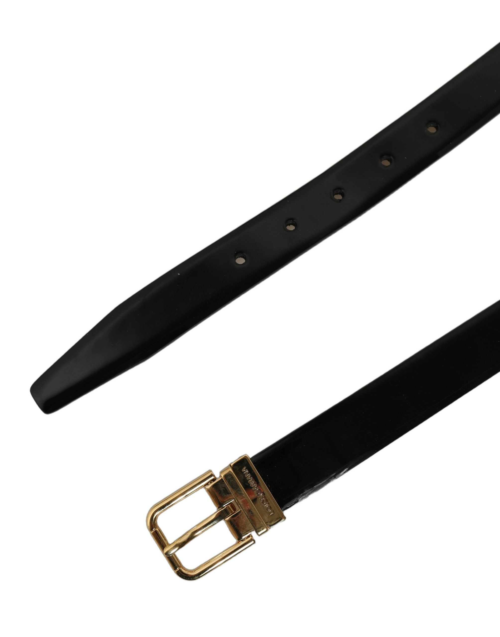 Dolce & Gabbana Black Classic Leather Gold Tone Buckle Belt Dolce & Gabbana