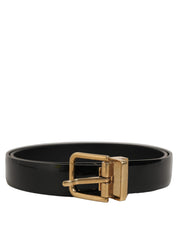 Dolce & Gabbana Black Classic Leather Gold Tone Buckle Belt Dolce & Gabbana
