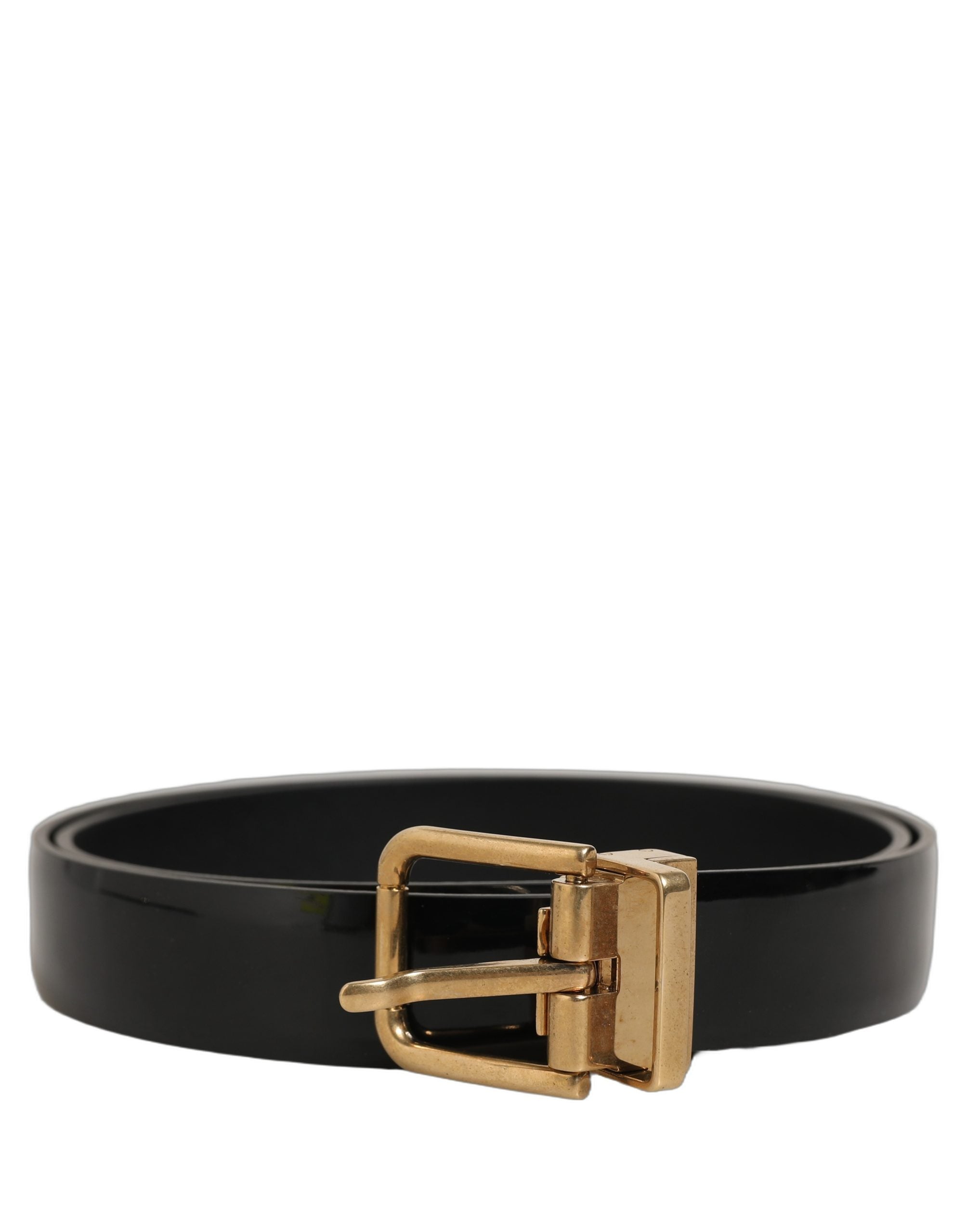 Dolce & Gabbana Black Classic Leather Gold Tone Buckle Belt Dolce & Gabbana