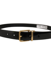 Dolce & Gabbana Black Classic Leather Gold Tone Buckle Belt Dolce & Gabbana