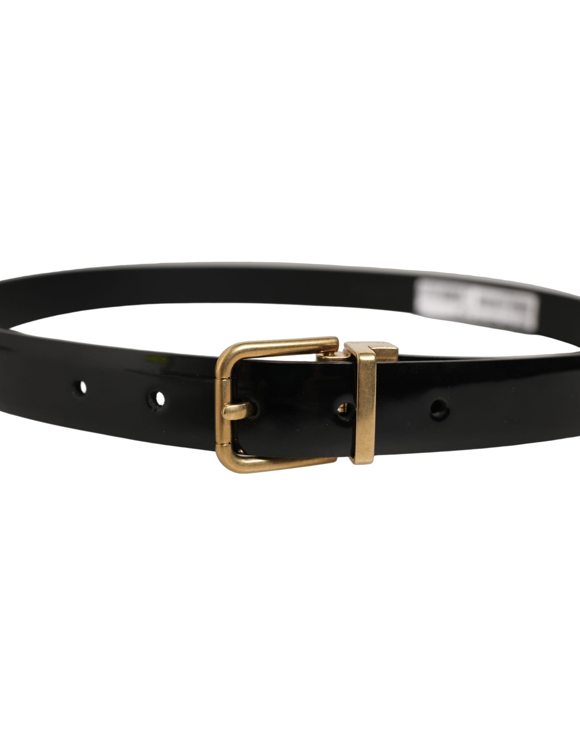 Dolce & Gabbana Black Classic Leather Gold Tone Buckle Belt Dolce & Gabbana