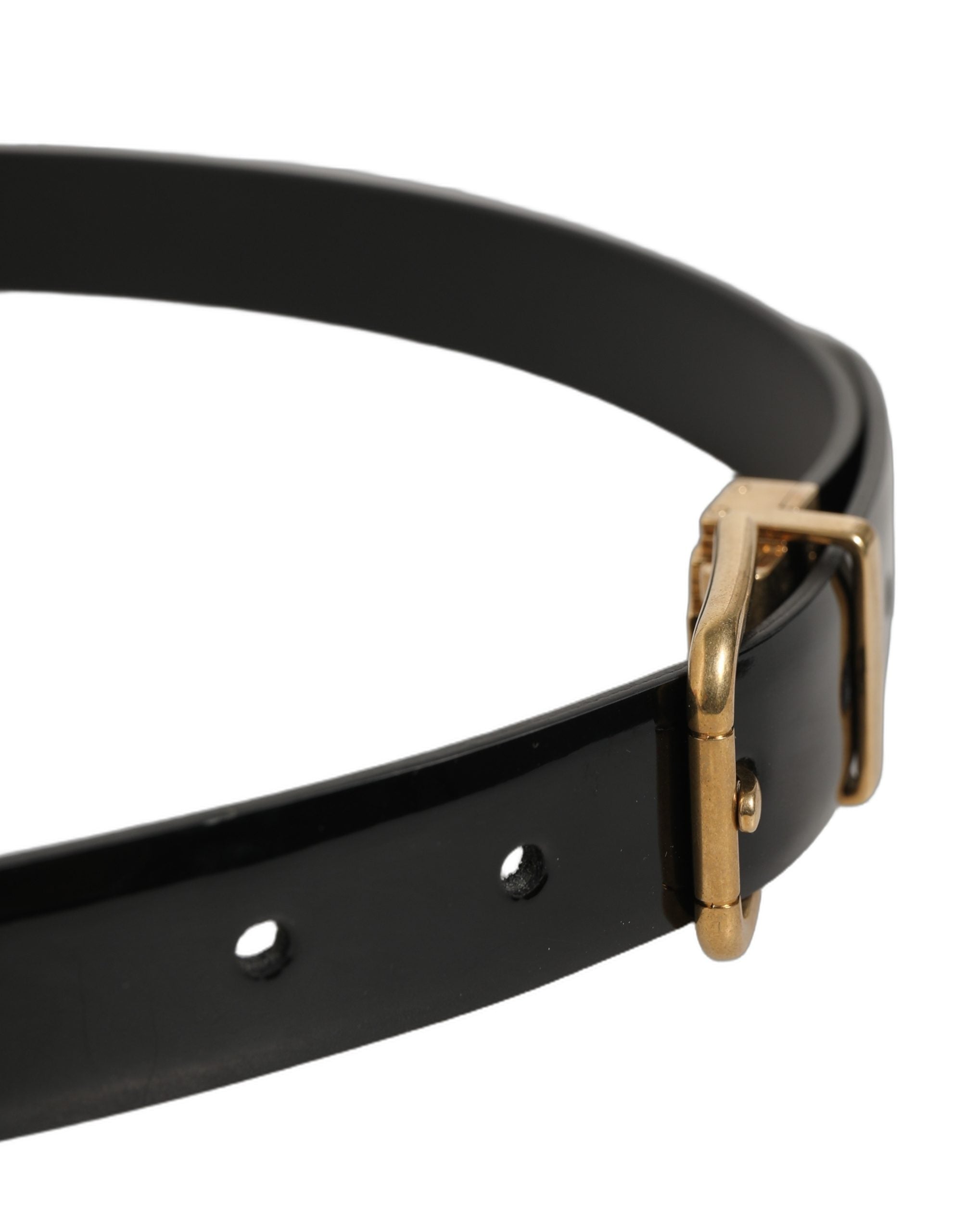 Dolce & Gabbana Black Classic Leather Gold Tone Buckle Belt Dolce & Gabbana