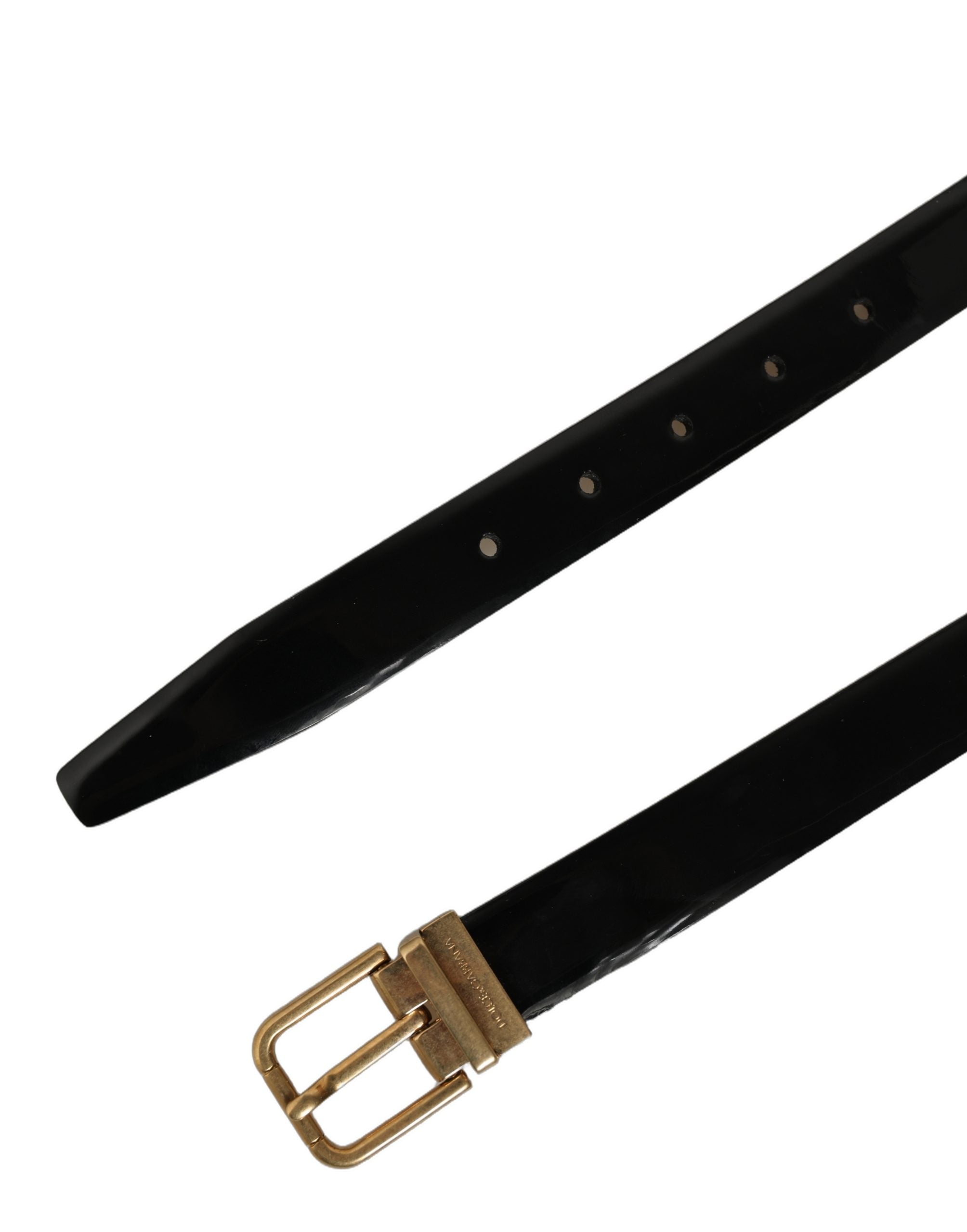 Dolce & Gabbana Black Classic Leather Gold Tone Buckle Belt Dolce & Gabbana