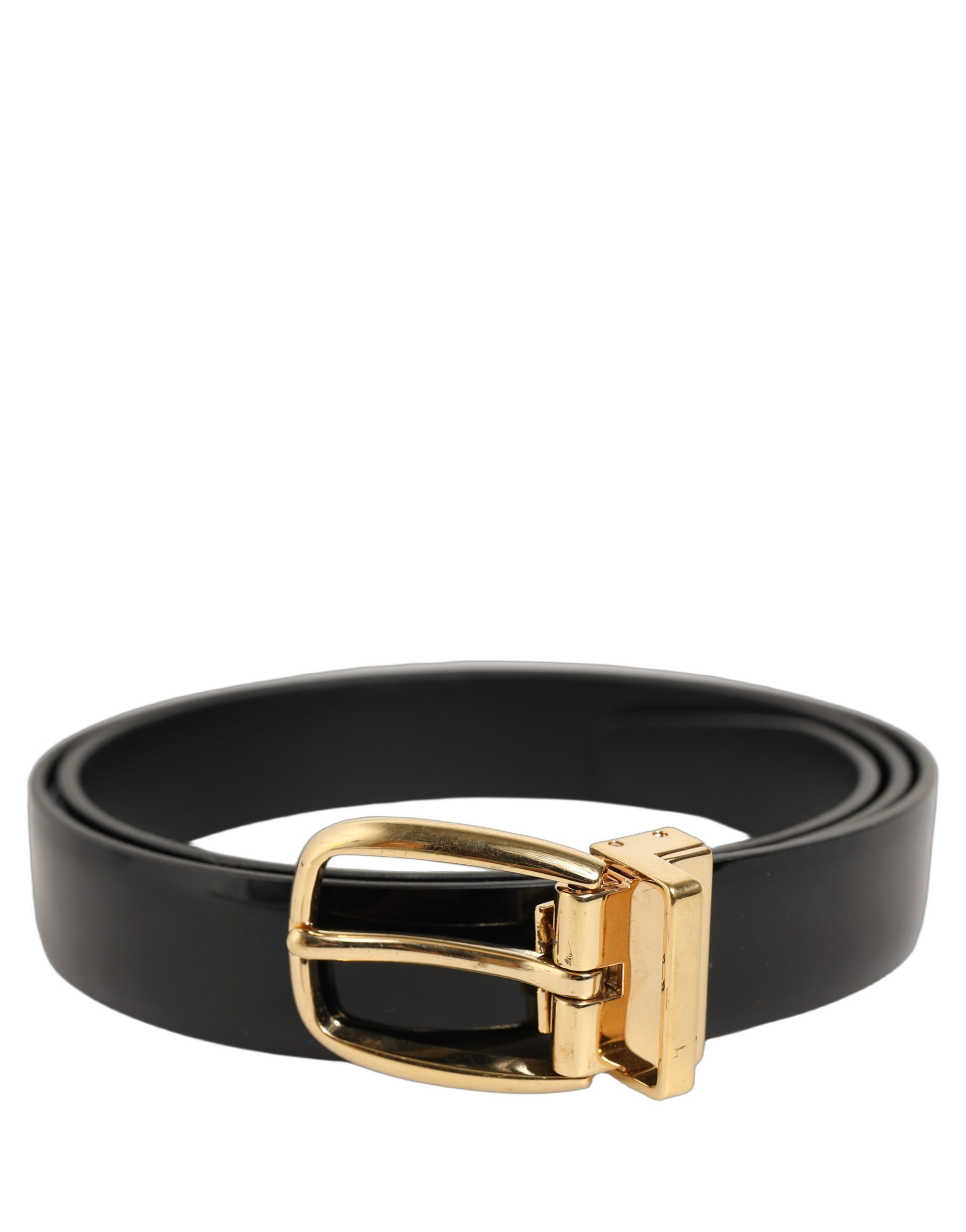 Dolce & Gabbana Black Classic Leather Gold Tone Buckle Belt Dolce & Gabbana