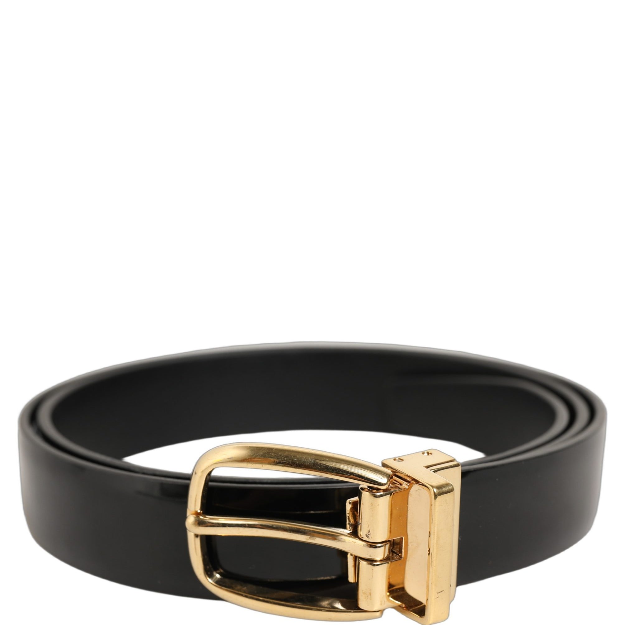 Dolce & Gabbana Black Classic Leather Gold Tone Buckle Belt Dolce & Gabbana