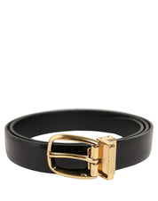 Dolce & Gabbana Black Classic Leather Gold Tone Buckle Belt Dolce & Gabbana