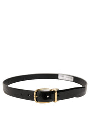 Dolce & Gabbana Black Classic Leather Gold Tone Buckle Belt Dolce & Gabbana