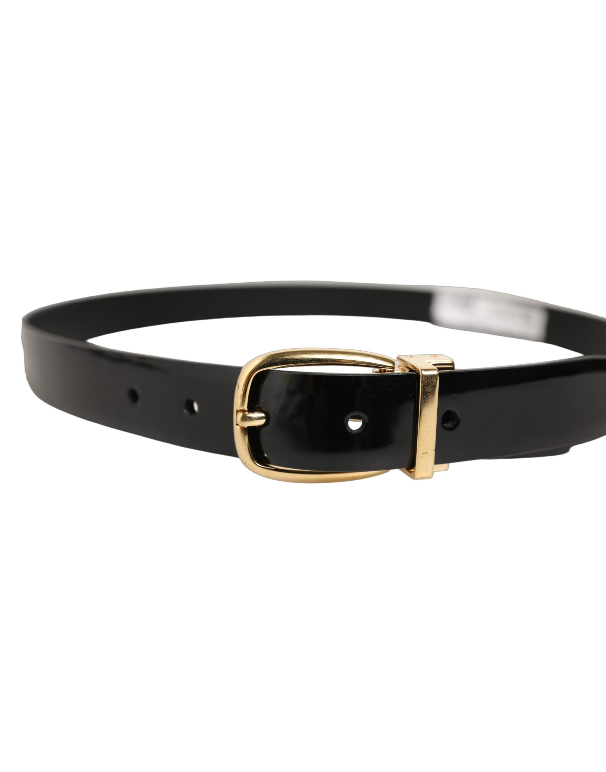 Dolce & Gabbana Black Classic Leather Gold Tone Buckle Belt Dolce & Gabbana