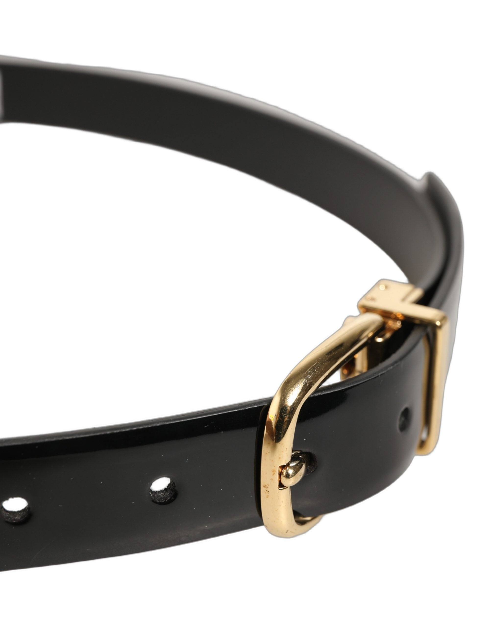 Dolce & Gabbana Black Classic Leather Gold Tone Buckle Belt Dolce & Gabbana