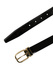 Dolce & Gabbana Black Classic Leather Gold Tone Buckle Belt Dolce & Gabbana