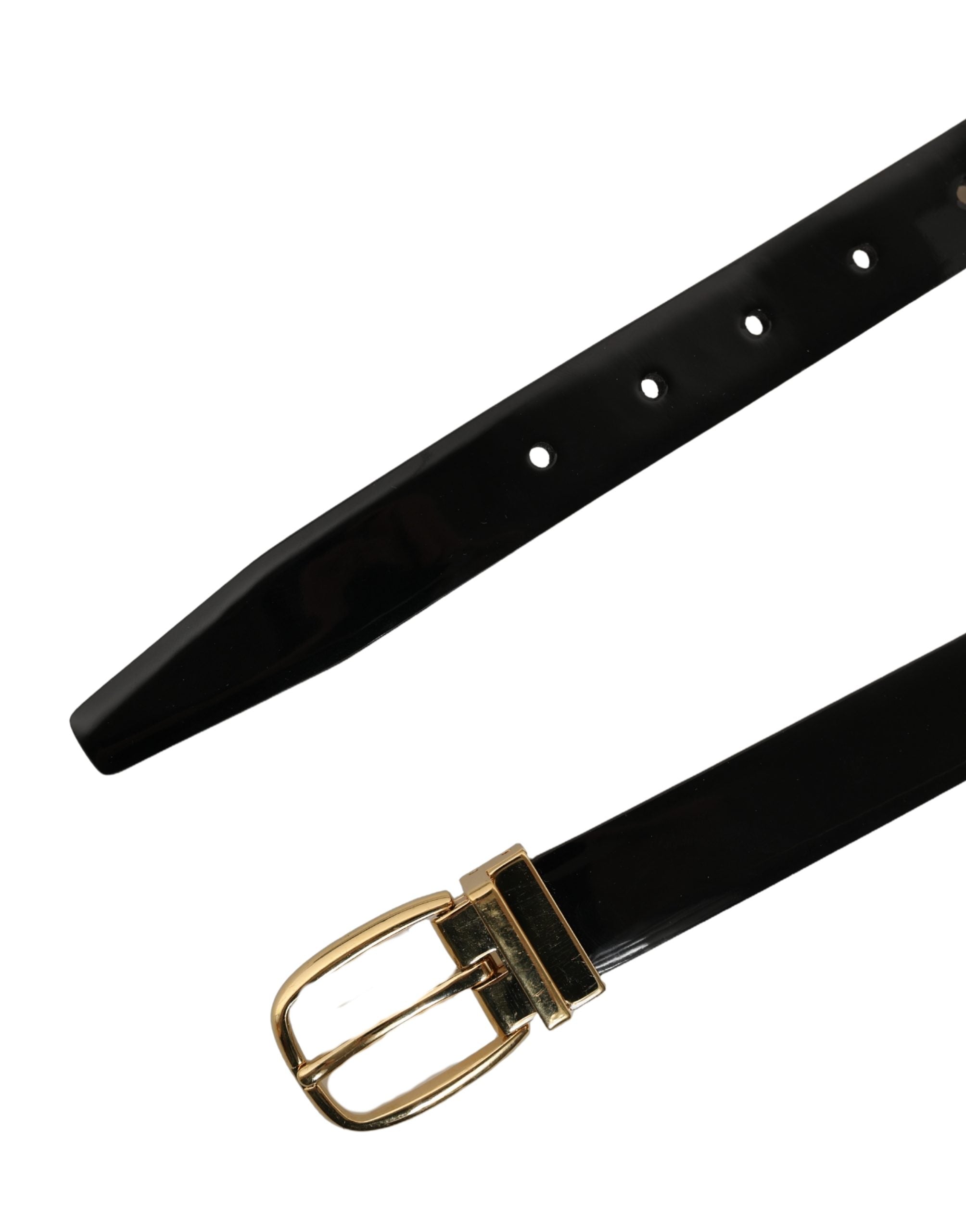 Dolce & Gabbana Black Classic Leather Gold Tone Buckle Belt Dolce & Gabbana