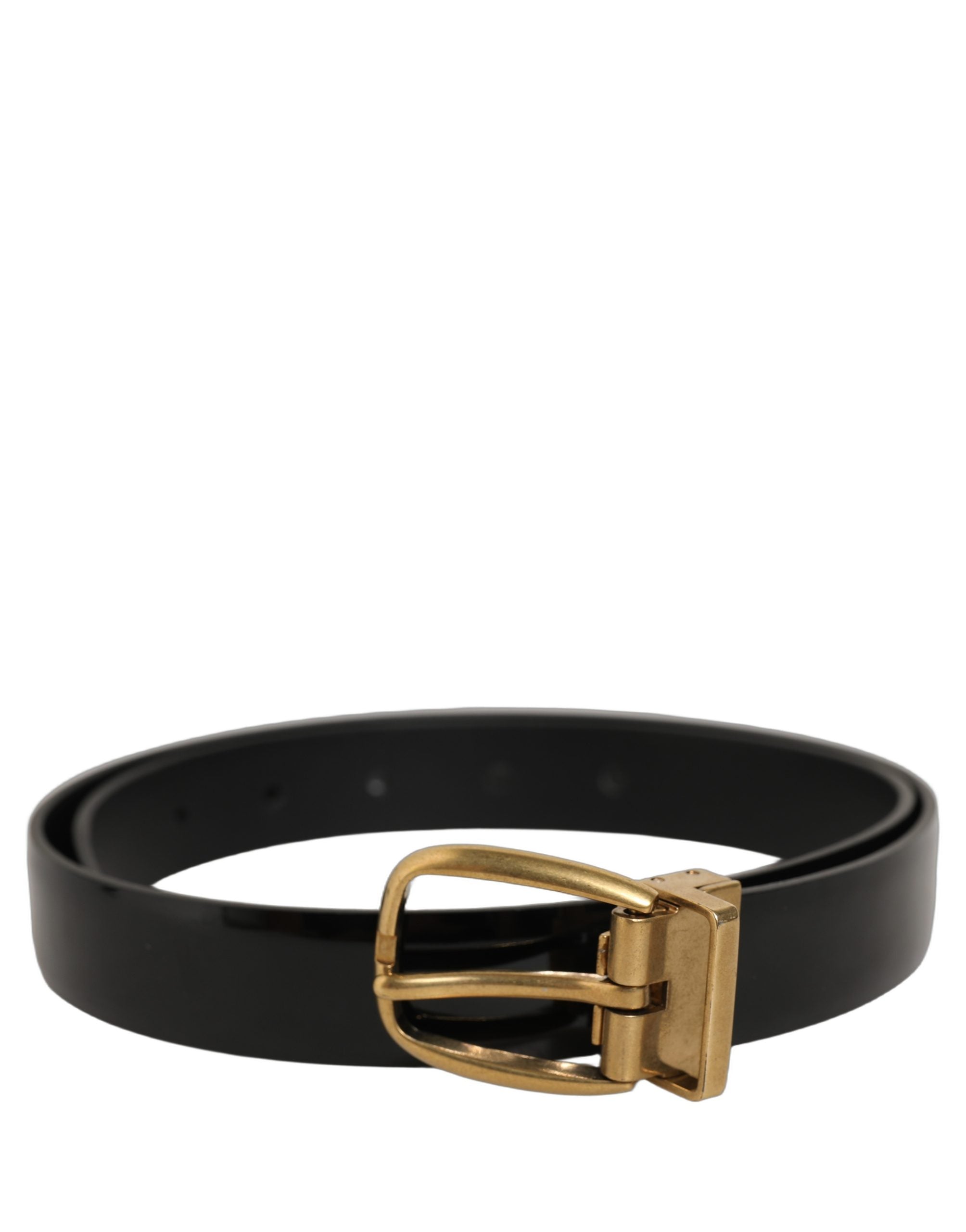 Dolce & Gabbana Black Classic Leather Gold Tone Buckle Belt Dolce & Gabbana