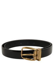 Dolce & Gabbana Black Classic Leather Gold Tone Buckle Belt Dolce & Gabbana
