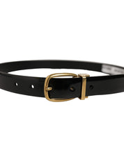 Dolce & Gabbana Black Classic Leather Gold Tone Buckle Belt Dolce & Gabbana