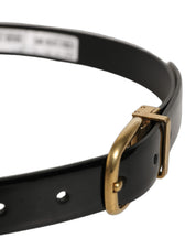 Dolce & Gabbana Black Classic Leather Gold Tone Buckle Belt Dolce & Gabbana