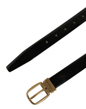 Dolce & Gabbana Black Classic Leather Gold Tone Buckle Belt Dolce & Gabbana