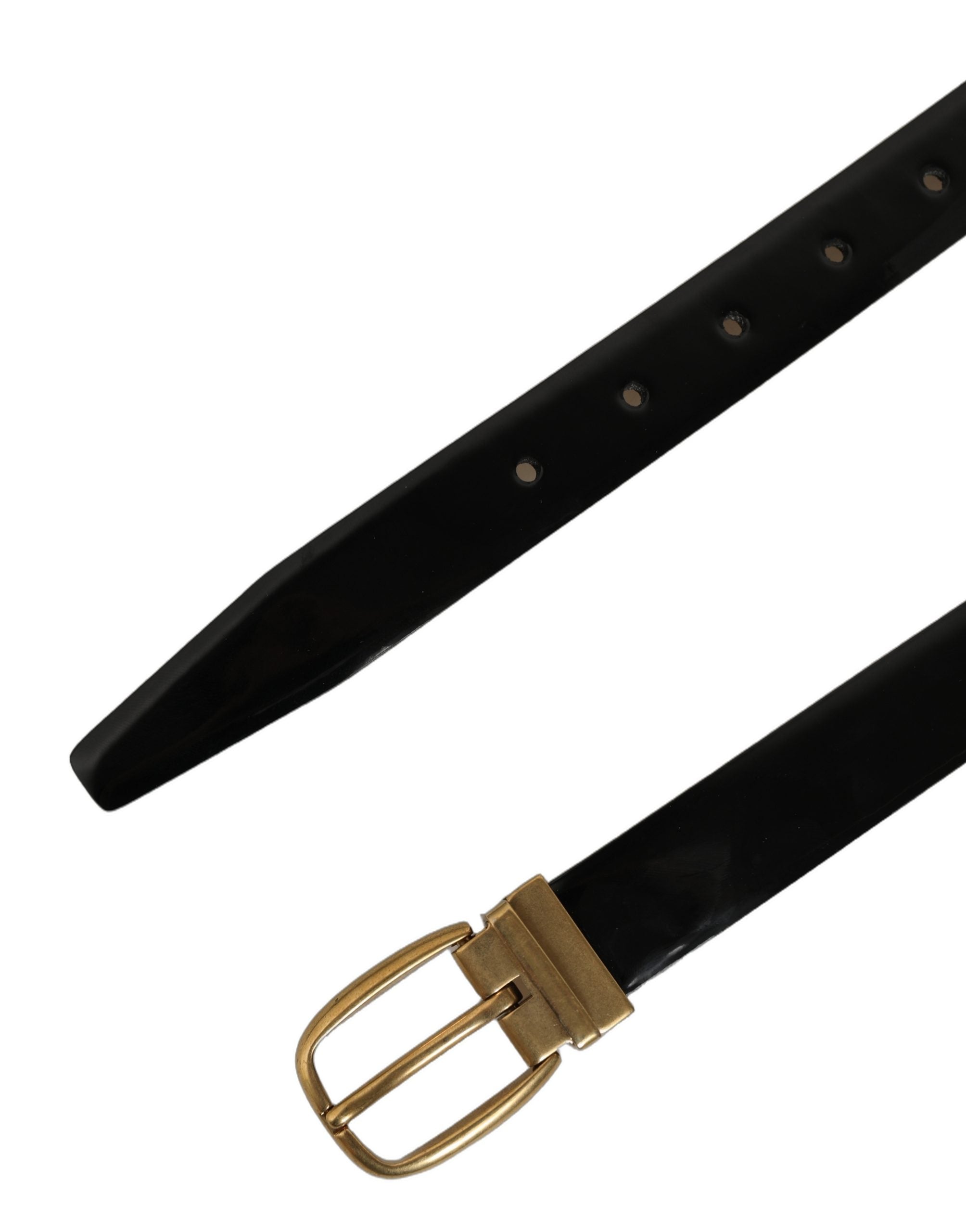 Dolce & Gabbana Black Classic Leather Gold Tone Buckle Belt Dolce & Gabbana