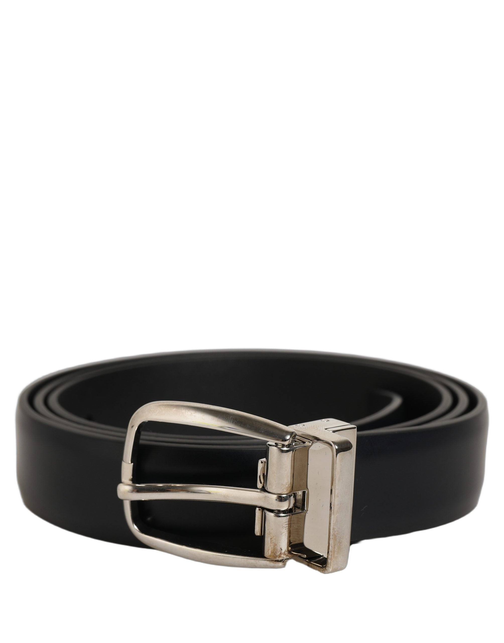 Dolce & Gabbana Blue Calf Leather Silver Metal Buckle Belt Dolce & Gabbana