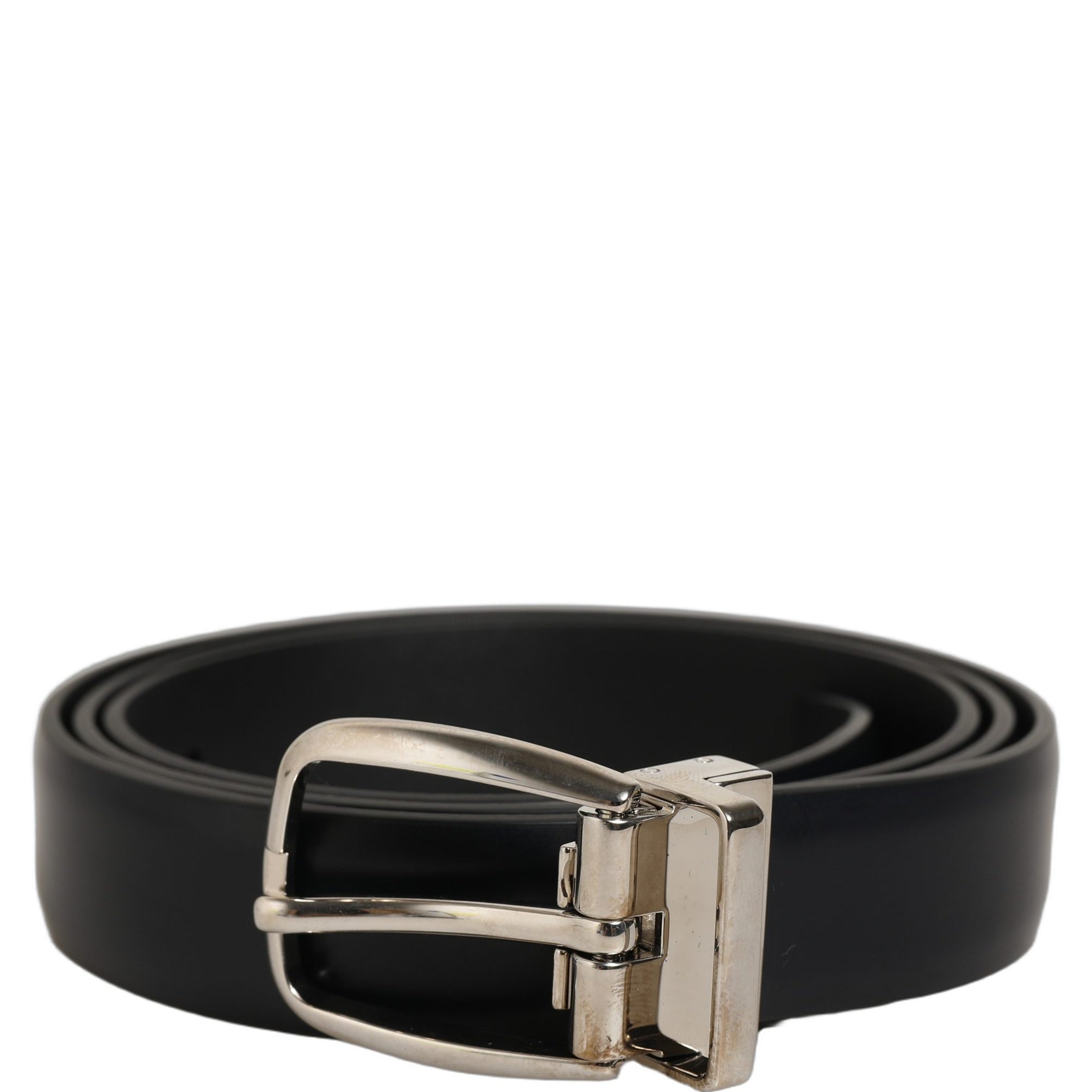Dolce & Gabbana Blue Calf Leather Silver Metal Buckle Belt Dolce & Gabbana