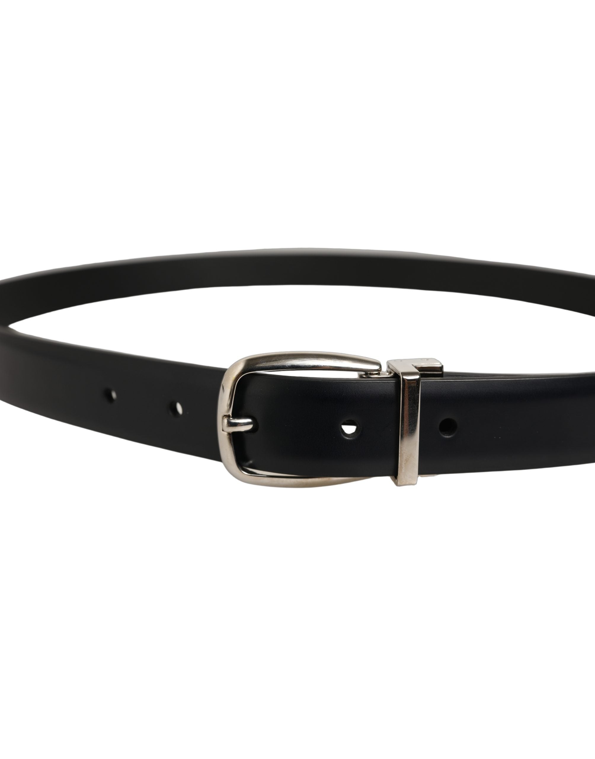 Dolce & Gabbana Blue Calf Leather Silver Metal Buckle Belt Dolce & Gabbana