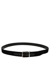 Dolce & Gabbana Black Velvet Silver Tone Metal Buckle Belt Dolce & Gabbana