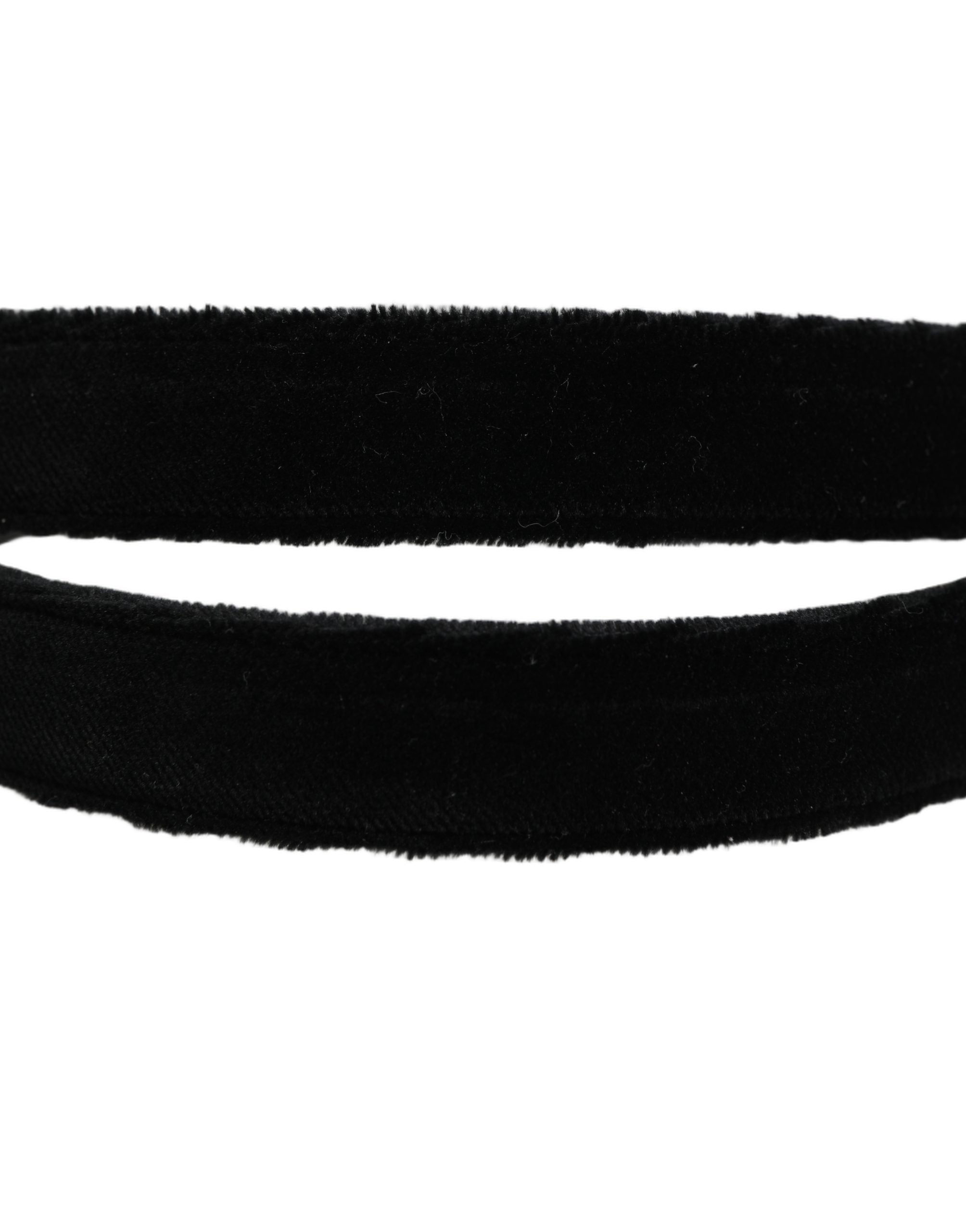 Dolce & Gabbana Black Velvet Silver Tone Metal Buckle Belt Dolce & Gabbana