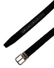 Dolce & Gabbana Black Velvet Silver Tone Metal Buckle Belt Dolce & Gabbana