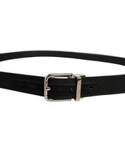 Dolce & Gabbana Black Classic Leather Silver Tone Buckle Belt Dolce & Gabbana
