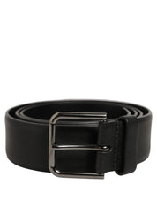 Dolce & Gabbana Black Calf Leather Classic Silver Buckle Belt Dolce & Gabbana