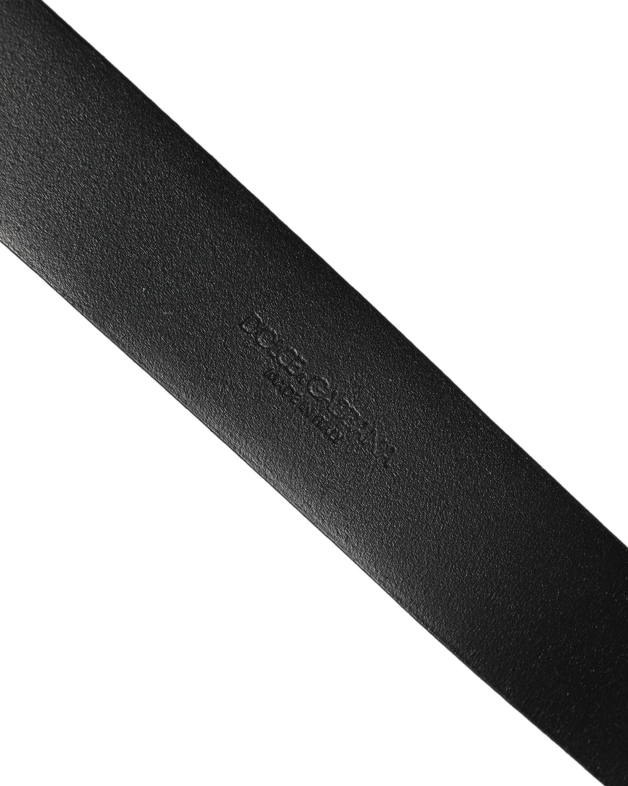 Dolce & Gabbana Black Calf Leather Classic Silver Buckle Belt Dolce & Gabbana
