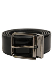 Dolce & Gabbana Black Patent Leather Silver Metal Buckle Belt Dolce & Gabbana