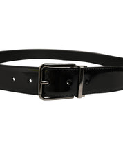 Dolce & Gabbana Black Patent Leather Silver Metal Buckle Belt Dolce & Gabbana