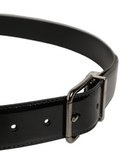 Dolce & Gabbana Black Patent Leather Silver Metal Buckle Belt Dolce & Gabbana