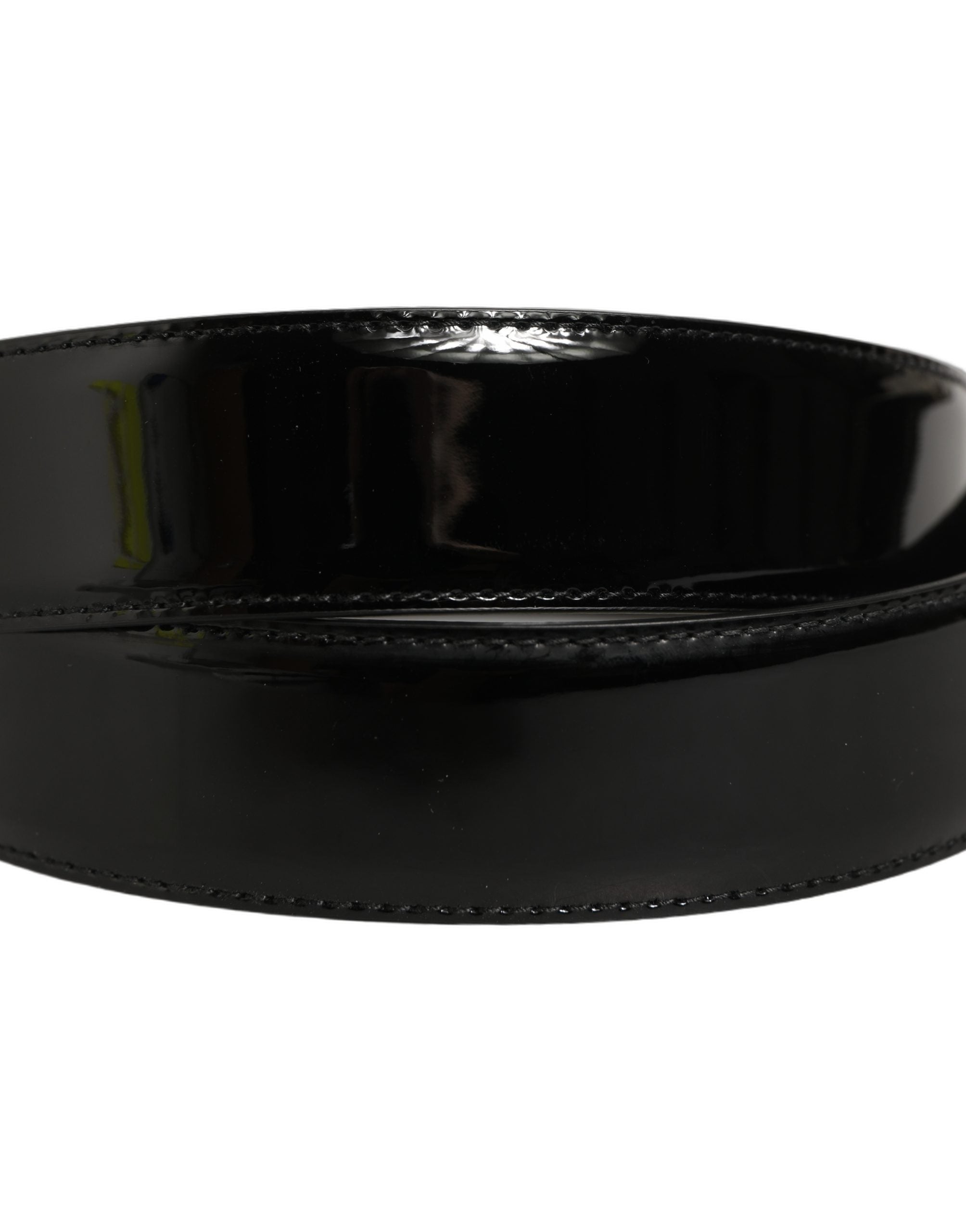 Dolce & Gabbana Black Patent Leather Silver Metal Buckle Belt Dolce & Gabbana
