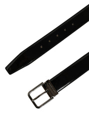 Dolce & Gabbana Black Patent Leather Silver Metal Buckle Belt Dolce & Gabbana