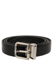 Dolce & Gabbana Black Leather Silver Tone Metal Buckle Belt Dolce & Gabbana