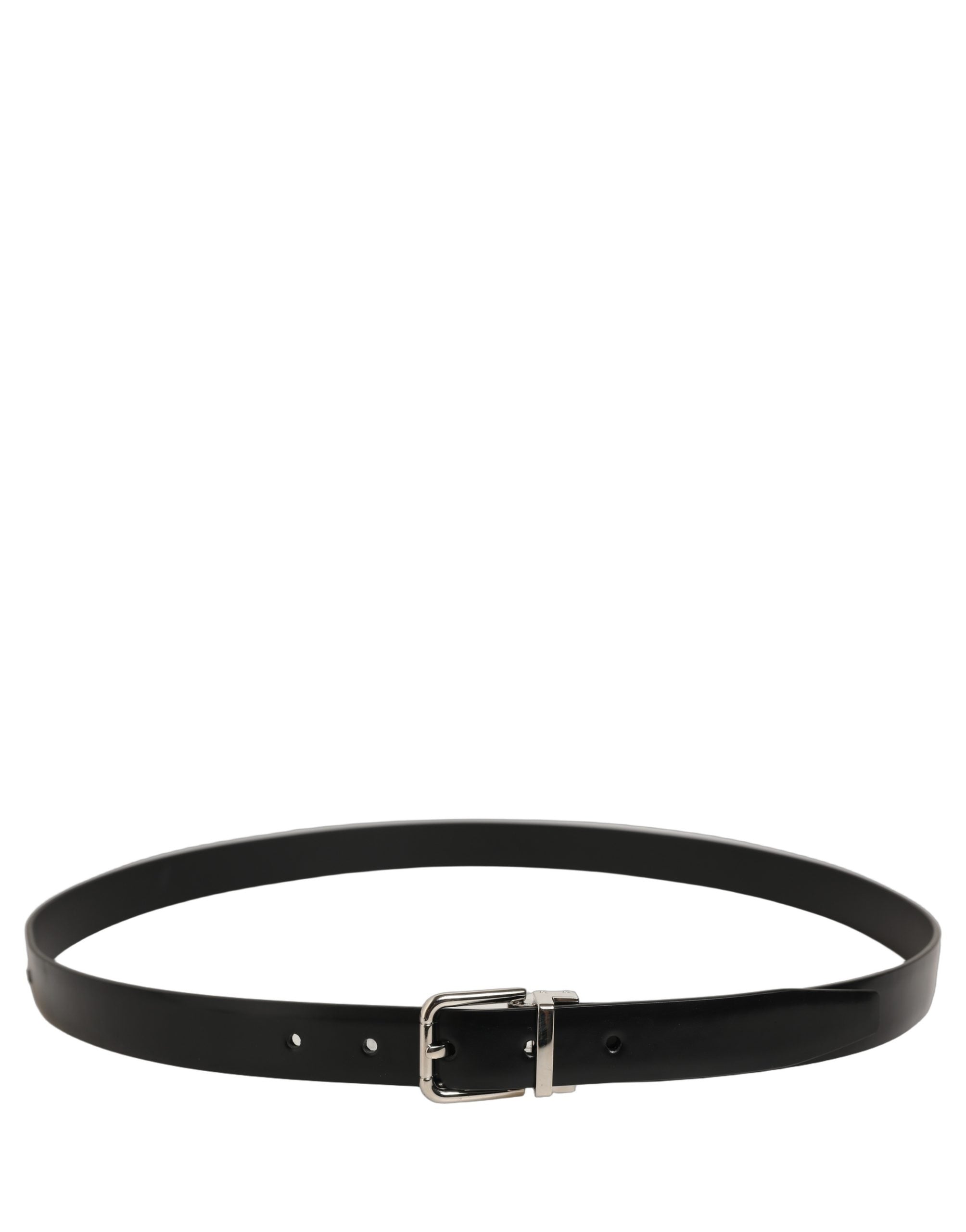 Dolce & Gabbana Black Leather Silver Tone Metal Buckle Belt Dolce & Gabbana