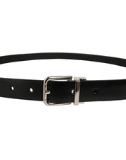 Dolce & Gabbana Black Leather Silver Tone Metal Buckle Belt Dolce & Gabbana