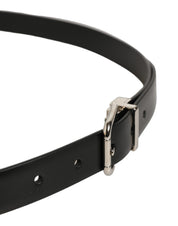 Dolce & Gabbana Black Leather Silver Tone Metal Buckle Belt Dolce & Gabbana
