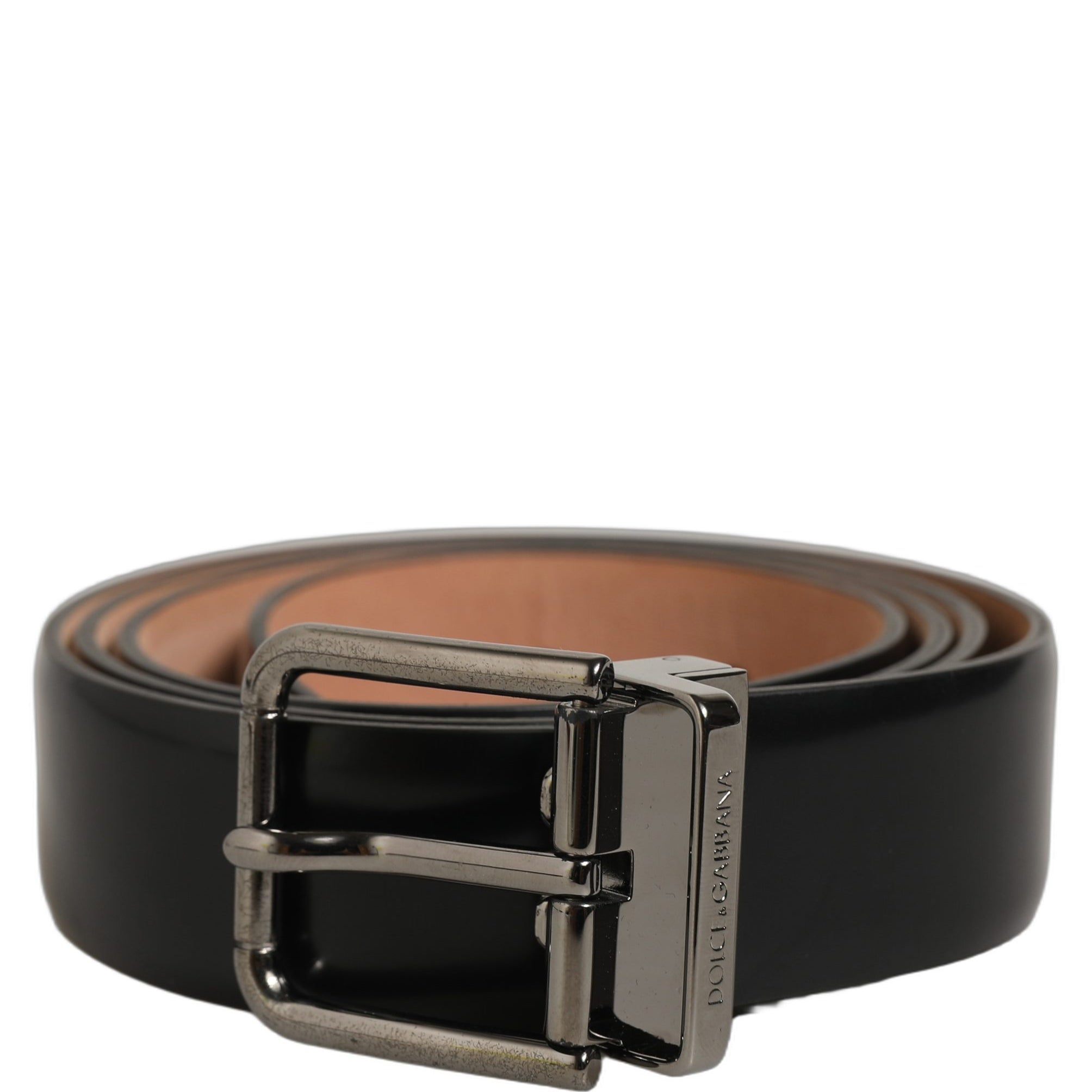 Dolce & Gabbana Black Calf Leather Silver Metal Buckle Belt Dolce & Gabbana