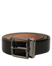 Dolce & Gabbana Black Calf Leather Silver Metal Buckle Belt Dolce & Gabbana