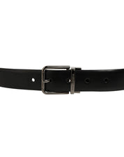 Dolce & Gabbana Black Calf Leather Silver Metal Buckle Belt Dolce & Gabbana