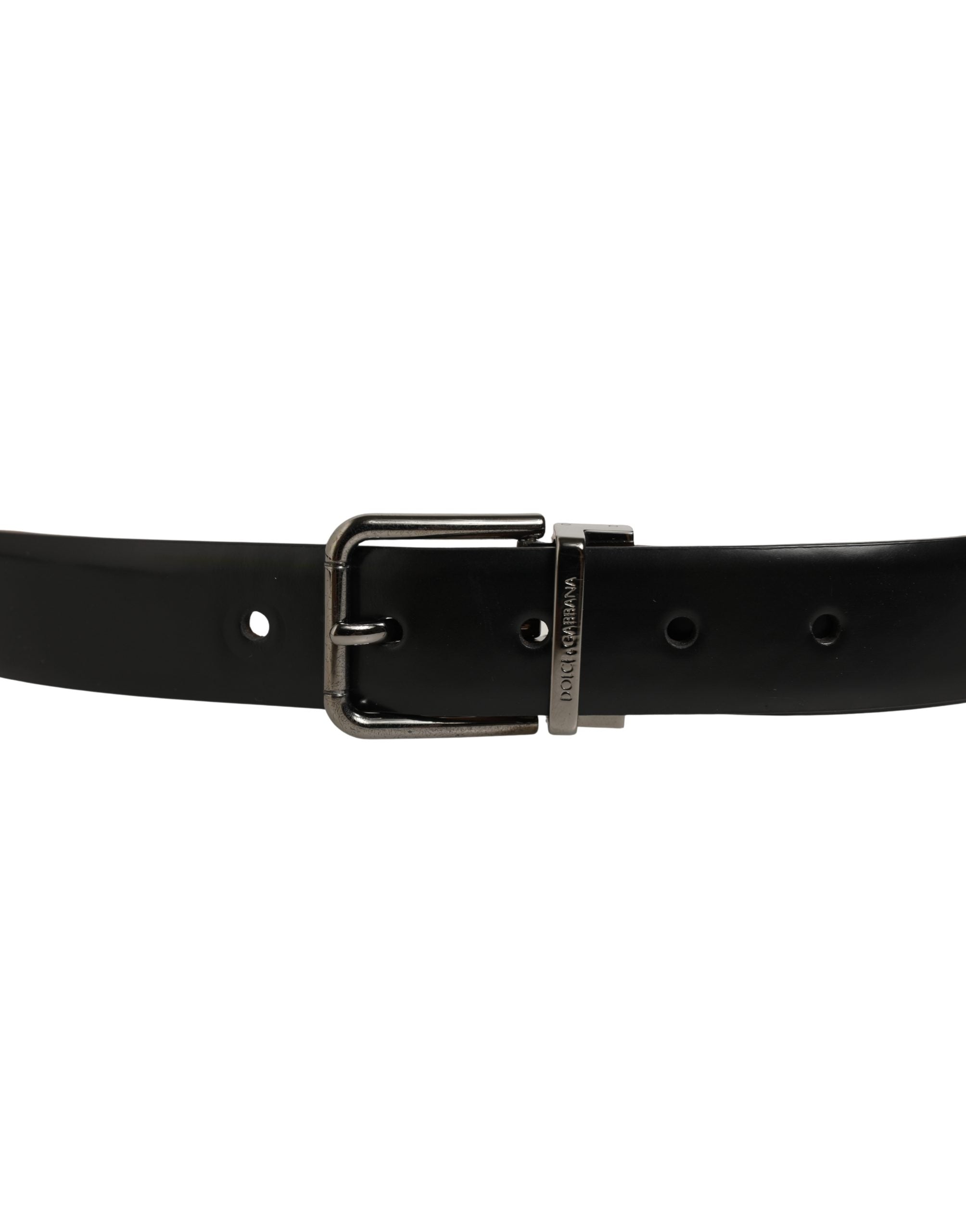 Dolce & Gabbana Black Calf Leather Silver Metal Buckle Belt Dolce & Gabbana