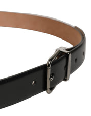 Dolce & Gabbana Black Calf Leather Silver Metal Buckle Belt Dolce & Gabbana
