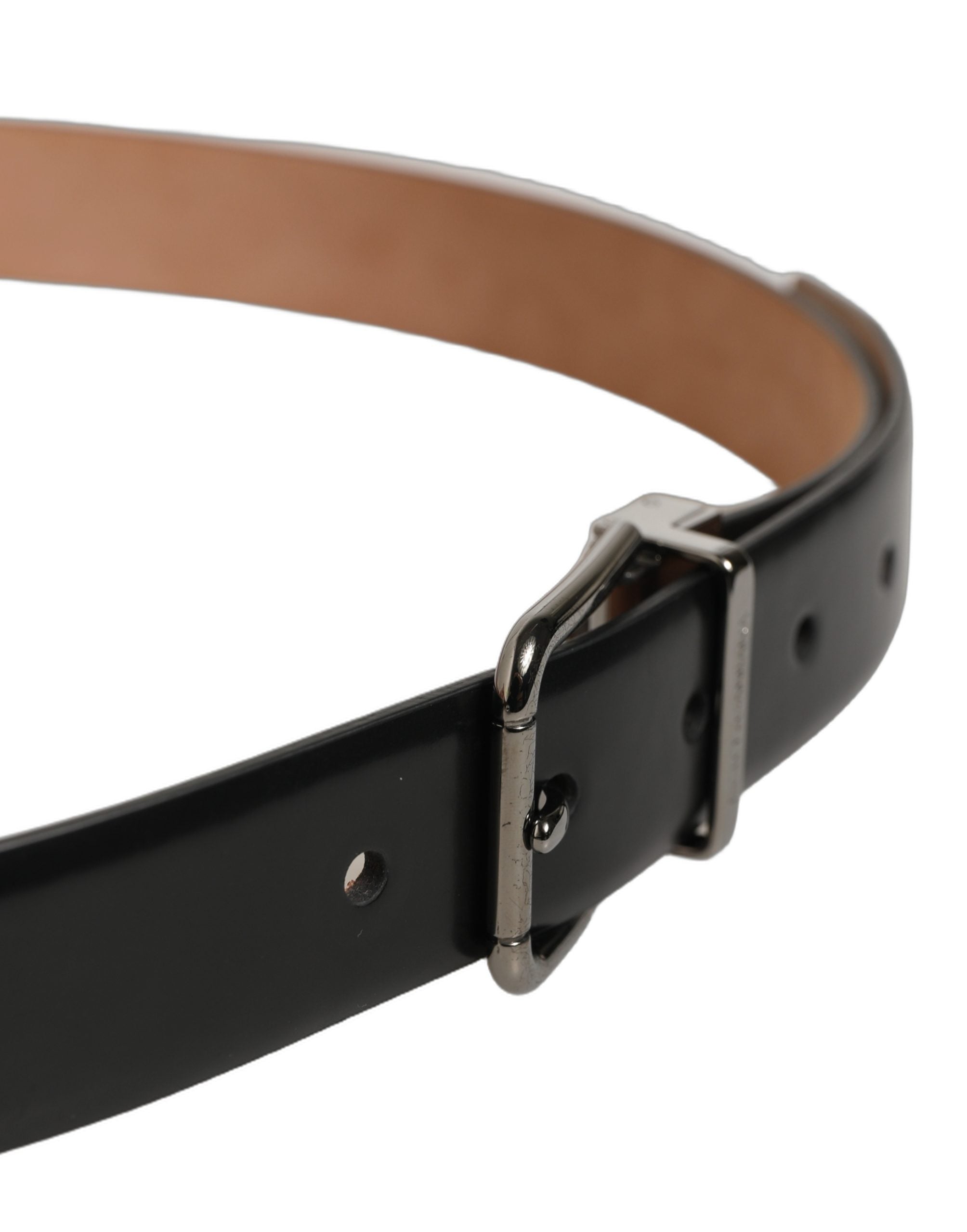 Dolce & Gabbana Black Calf Leather Silver Metal Buckle Belt Dolce & Gabbana